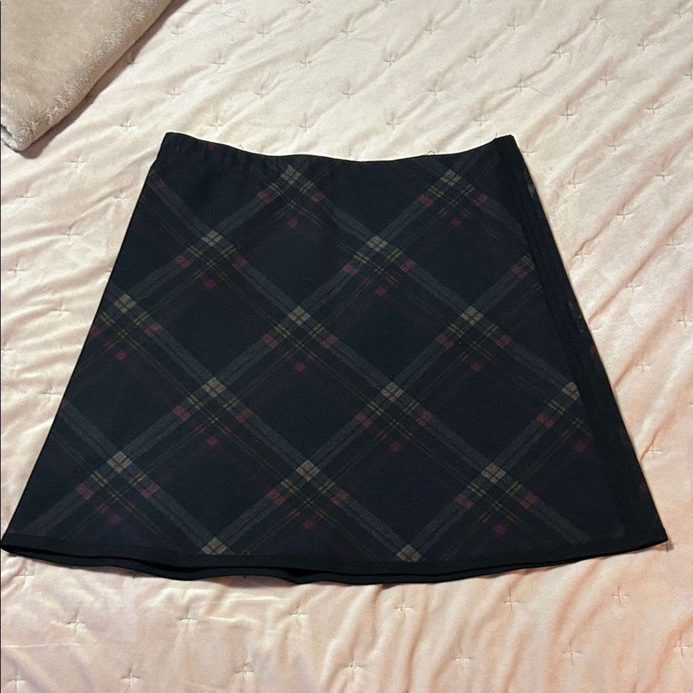Max Studio Dark Plaid A-Line Skirt
